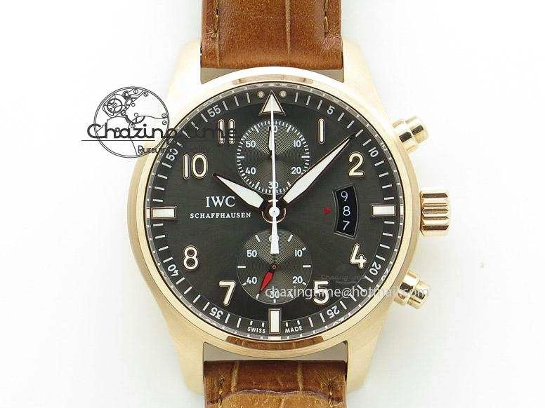 MIROTIME 0321 Youthful Pilot Chrono RG 3878 Gray Dial on Light Brown Leather Strap A 7394
